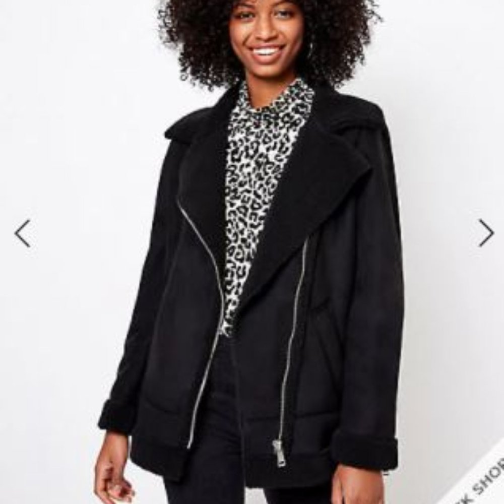 LOFT Women's NWT Faux Suede Aviator Coat